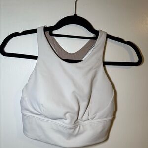 White Lulu High-Neck Sports Bra